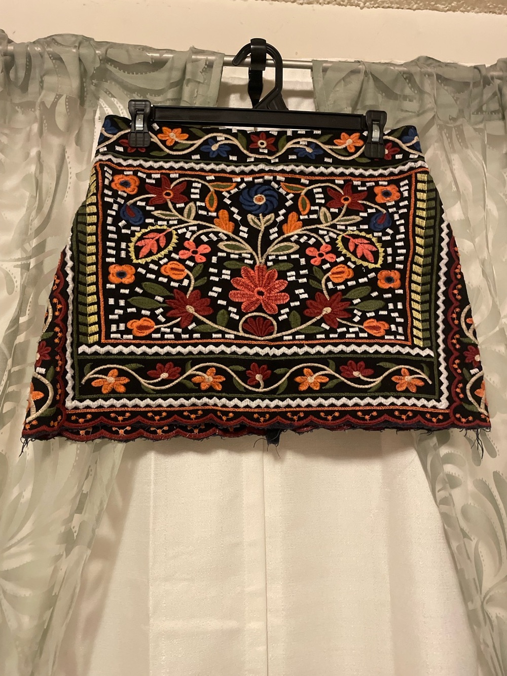 Goodnight Macaroon Black Embroidered Floral Mini Skirt